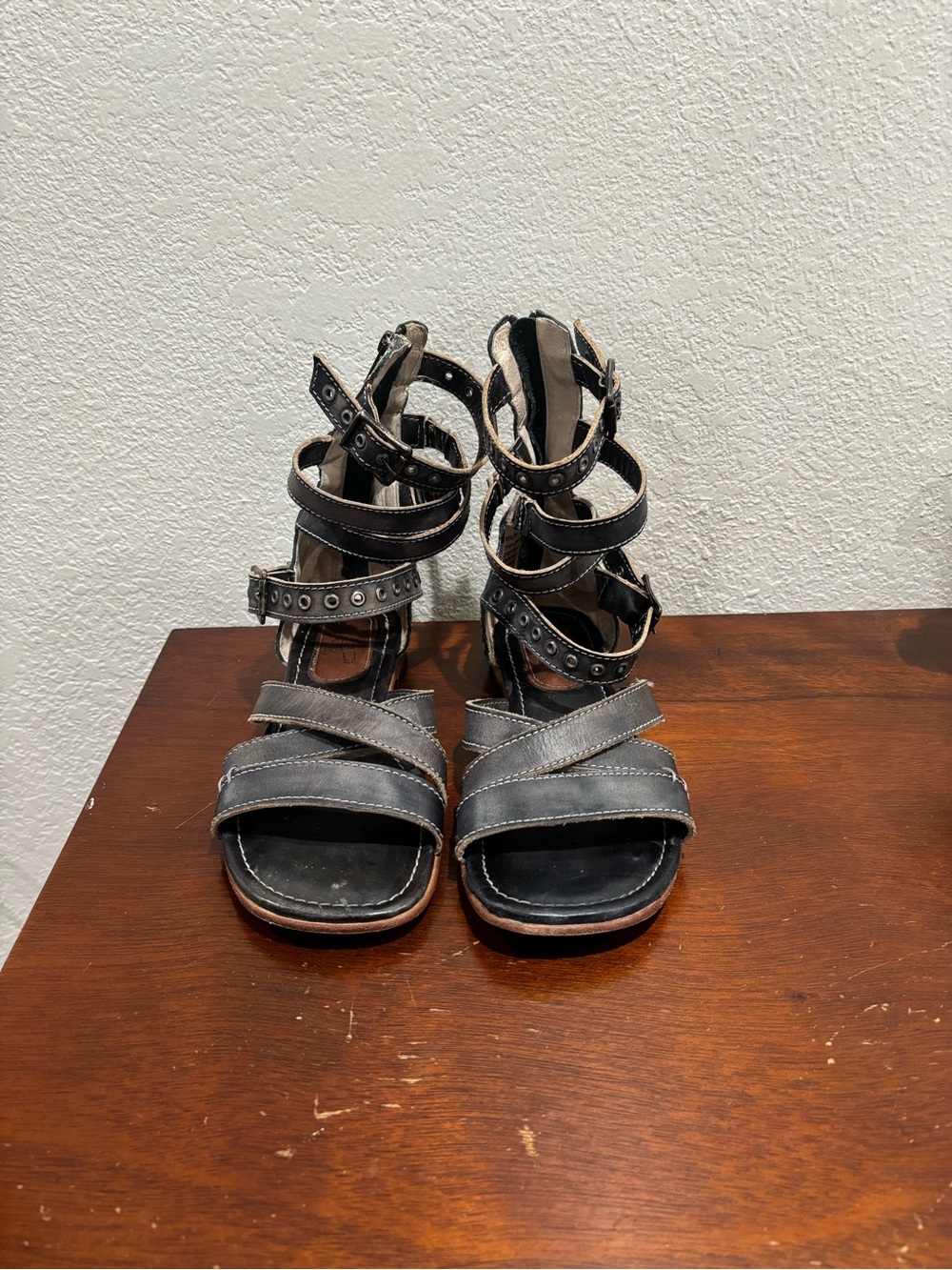 Saylor Freebird Black Strappy Gladiator Sandals - Women's Fashion Heel